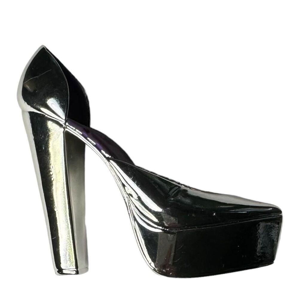 Just The Right Shoe Raine Royal Plush Silver Heels Collectible Miniature Vintage